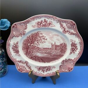 Johnson Brothers Old Britain Castles Pink 12" Oval Serving Platter – England Vtg